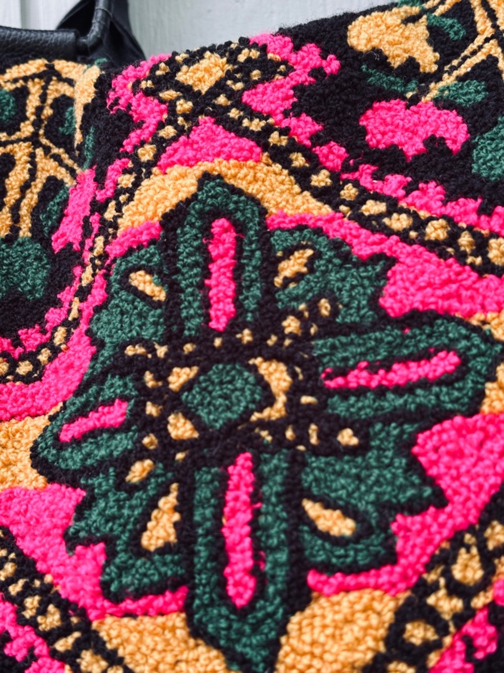Cleobella Ankara Weekender Embroidered Tapestry Leather Bag - Picture 5 of 13